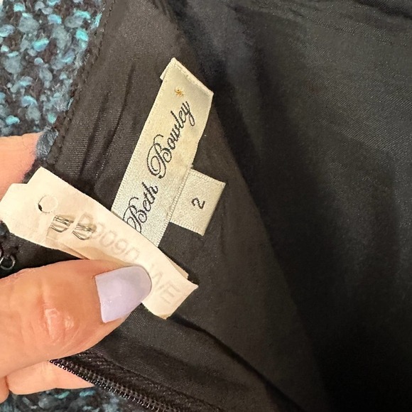 BETH Bowley Green Wool Boucle Pencil Skirt Size 2 - Picture 6 of 6